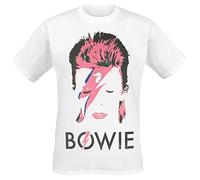 David Bowie Aladdin Sane Usé Homme T-Shirt Manches Courtes Blanc L 100% Coton Regular/Coupe Standard