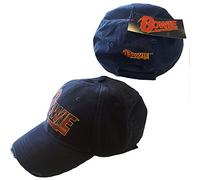 David Bowie Casquette De Baseball Flash Logo Nouveau Officiel Navy Bleu Frayed Size One Size