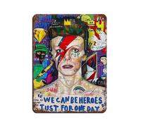 David Bowie Graffiti Art Rétro Affiche en métal Chic Art Rétro Peinture en fer Bar Personnes Cave Café Famille Garage Poster Décoration murale 30 x 40 cm