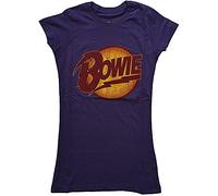 David Bowie Ladies Tee: Vintage Diamond Dogs Logo - Large - Purple