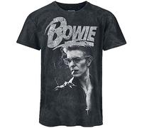 David Bowie Lightning Unisexe T-Shirt Manches Courtes Noir M 100% Coton Regular/Coupe Standard