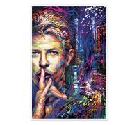 David Bowie Poster de Leon Devenice 100 x 150 cm Bleu Tableaux Décoration murale