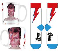 David Bowie - Set tasse/chaussettes "Aladdin Sane", Blitz PM10944 (taille unique) (Blanc/Rouge)
