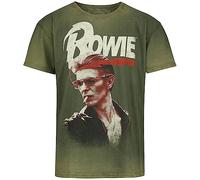 David Bowie Smoking Homme T-Shirt Manches Courtes Vert 100% Coton Regular/Coupe Standard