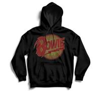 David Bowie Sweat à Capuche Bowie Vintage Diamond Dogs Logo Homme Noir