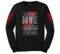 David Bowie - T-Shirt Maniche Lunghe # M Unisex Black # Hammersmith Odeon [Import]