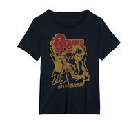 David Bowie - Tour du Monde 1972 T-Shirt, Femme Grandes Tailles, Noir, 1X