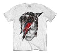 David Bowie Tričko Halftone Flash Face Uni Blanc M