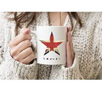 David Bowie UK Flag Black Star White Coffee Tea Mug Regular 312ml Cup