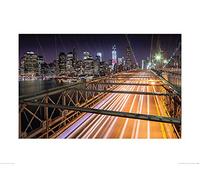 David Clapp (Light Trails, Brooklyn Bridge, New York 60 x 80 cm Toile Imprimée