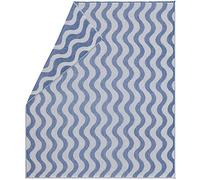 David Fussenegger Ronda Plaid en coton, motif vagues, 130 x 160 cm, bleu roi