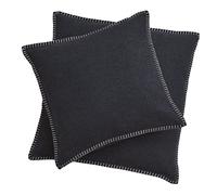 David Fussenegger Sylt Housse de Coussin Unie avec Point décoratif, Coton, Anthracite, Baumwolle