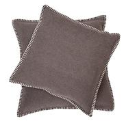 David Fussenegger Sylt Housse de Coussin Unie avec Point décoratif, Coton, Fango, Baumwolle