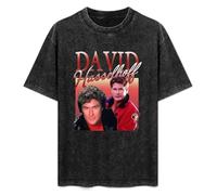 David Hasselhoff 90s Homage Mich Vintage Knight Rider Baywatch Night Unisex Printed T-Shirt Mens Black Tee Shirt XL