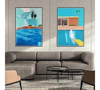 David Hockney - Peinture sur toile - Impression sur toile - Affiche et impressions de piscine - Décoration murale pour salon - 60 x 80 cm - 2 sans cadre