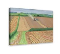 David-Hockneys Poster - Impression sur toile « Harvesting Near The Road To Thwing » - Décoration pour chambre à coucher, bureau, chambre à coucher, bureau, cadeau - 30 x 45 cm