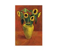 David-Hockneys Poster - Impression sur toile motif tournesols dans un vase jaune - Décoration pour chambre à coucher, bureau, chambre, cadeau - Style sans cadre (50 x 75 cm)