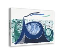 David-Hockneys Poster - Impression sur toile « The Wave » - Décoration pour chambre à coucher, bureau, chambre à coucher, bureau, cadeau - 50 x 75 cm