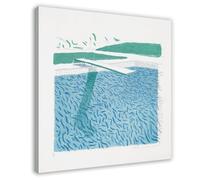 David-Hockneys Poster lithographique à l'eau composée de lignes, de crayons et de deux lavis bleus, poster sur toile, décoration murale pour salon, chambre à coucher, style cadre 50,8 x 50,8 cm (50 x