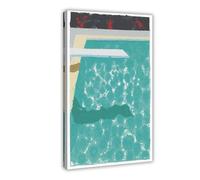 David-Hockneys Poster - Piscine verte avec planche de plongée et ombre (piscine en papier 3) - Impression sur toile pour décoration de salon, chambre à coucher, style cadre - 40 x 60 cm