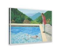 David-Hockneys Poster - Portrait d'un artiste (piscine avec deux figurines) - Poster sur toile pour décoration de chambre à coucher, bureau, chambre, cadeau - 50 x 75 cm