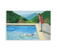 David-Hockneys Poster - Portrait d'un artiste (piscine avec deux personnages) - Poster sur toile - Décoration murale pour salon, chambre à coucher - Style sans cadre 50 x 75 cm