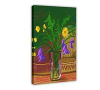 David-Hockneys Poster sans titre 852 (Pissenlits) sur toile pour décoration de chambre à coucher, bureau, chambre, cadeau, style cadre, 50 x 75 cm