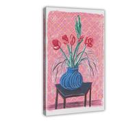 David-Hockneys Poster sur toile Amaryllis dans un vase - Décoration pour chambre à coucher, bureau, chambre - Cadeau - 60 x 90 cm