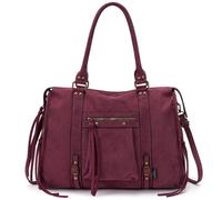 David Jones - Grand Sac à Main Femme Cabas Fourre-Tout XL Suède Daim, Cours Lycée Travail Format A4, Nubuck Clou Vintage, Rouge