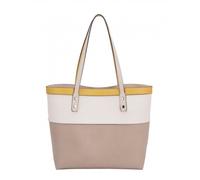David Jones - Grand Sac Main Epaule Cabas Fourre-Tout Femme Cuir Multicolore - Shopping avec Pochette Voyage Capacité A4 - Beige