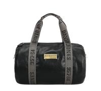 David Jones Paris - Sac polochon Femme Homme en Similicuir grainé - Grand Format Cabine avec bandoulière - Sac Sport, Week-End ou Ville (Black)