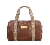 David Jones Paris - Sac polochon Femme Homme en Similicuir grainé - Grand Format Cabine avec bandoulière - Sac Sport, Week-End ou Ville (Brown)