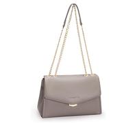 David Jones Paris - Sac porté épaule Ville - porté travers - Similicuir PU - Chaîne Dorée - Double Compartiment - Taille Moyenne - Pratique Chic Elégant Classique Urbain (Fungi)