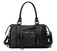 David Jones - Petit Sac à Main Cabas Porté Bandoulière Daim Suède, Noir | Fourre-Tout Epaule Cuir Nubuck Suédine Style Bowling, Sac Clouté Suede Crossbody Bag, Clou Vintage, Tendance Mode Elégant
