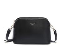 David Jones - Petit Sac Bandoulière Femme - Sac à Main Chaîne Porté Epaule 3 Zip Poches Compartiments - Besace Sacoche Simili Cuir PU - Pochette Téléphone Portefeuille Ville Elégant Mode - Noir