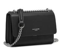 David Jones - Petit Sac Bandoulière Femme - Mini Besace Cuir PU Rigide - Sac Chaînes Porté Epaule - Pochette Soirée - Noir