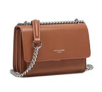 David Jones - Petit Sac Bandoulière Femme - Mini Besace Cuir PU Rigide - Sac Chaînes Porté Epaule - Pochette Soirée - Marron Cognac