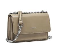 David Jones - Petit Sac Bandoulière Femme - Mini Besace Cuir PU Rigide - Sac Chaînes Porté Epaule - Pochette Soirée - Beige