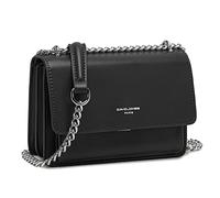 David Jones - Petit Sac Bandoulière Femme Mini Pochette Téléphone Portable Cuir PU Rigide à Main Chaînes Porté Epaule Besace Rectangle Sacoche Soirée Shopping Ville Tendance Noir, Taille unique