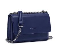 David Jones - Petit Sac Bandoulière Femme - Mini Pochette Téléphone Portable Cuir PU Rigide - Sac à Main Chaînes Porté Epaule - Besace Rectangle Sacoche Soirée Shopping Ville Tendance - Bleu