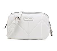 David Jones - Petit Sac Bandoulière Femme Multipoche Zip - Besace Sacoche Téléphone Simili Cuir PU Porté Epaule 2 Compartiments - Sac à Main Pochette Poches Multiples Voyage Shopping - Blanc