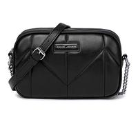 David Jones - Petit Sac Bandoulière Femme Multipoche Zip - Besace Sacoche Téléphone Simili Cuir PU Porté Epaule 2 Compartiments - Sac à Main Pochette Poches Multiples Voyage Shopping - Noir