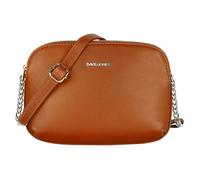 David Jones - Petit Sac Bandoulière Femme Multipoche Zip Simili Cuir Porté Epaule - Besace 3 Compartiments - Marron Cognac