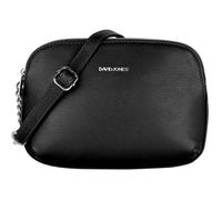 David Jones - Petit Sac Bandoulière Femme Multipoche Zip Simili Cuir Porté Epaule - Besace 3 Compartiments - Noir