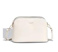 David Jones - Petit Sac Bandoulière Femme - Sac à Main Chaîne Porté Epaule 3 Zip Poches Compartiments - Besace Sacoche Simili Cuir PU - Pochette Téléphone Portefeuille Ville Elégant Mode - Beige
