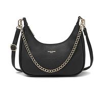 David Jones - Petit Sac Porté Epaule Forme Banane Femme - Sac à Main Hobo Bandoulière Chaînes Simili Cuir PU Rigide Porté Sous Epaule Bras - Besace Sacoche Ville Mode Tendance Elegant - Noir
