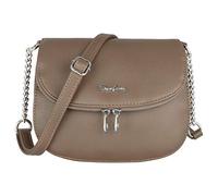 David Jones - Petite Besace Femme - Sac Bandoulière Chaînes Cuir PU Porté Epaule - Pochette Sacoche Zip à Rabat 2 Compartiments - Sac de Ville Téléphone Voyage Travail Shopping - Elégant - Marron