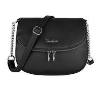 David Jones - Petite Besace Femme - Sac Bandoulière Chaînes Cuir PU Porté Epaule - Zip à Rabat 2 Compartiments - Téléphone Voyage Travail Shopping - Elégant - Noir