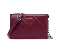 David Jones - Petite Pochette Bandoulière Femme - Sacoche Chaînes Simili Cuir Matelassé - Sac à Main Soirée Besace Porté Epaule Téléphone - Mode Tendance Elégant - Clutch Ville - Rouge Bordeaux