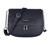 David Jones - Petite Sac Bandoulière Chaînes Cuir PU Femme - Zip à Rabat 2 Compartiments - Pour Téléphone Voyage Travail Shopping - Elégant - Bleu